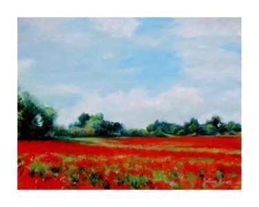 Painting titled "Les coquelicots prè…" by Philippe Juttens, Original Artwork, Oil