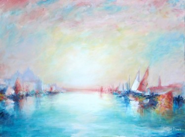 Malerei mit dem Titel "Aurore en rose-bleu…" von Philippe Juttens, Original-Kunstwerk, Öl