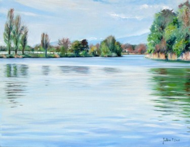 Painting titled "Lac de Divonne les…" by Philippe Juttens, Original Artwork, Oil