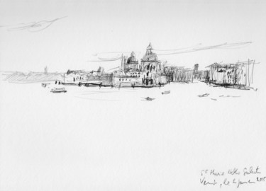 Drawing titled "Venise : La Salute" by Philippe Juttens, Original Artwork, Pencil