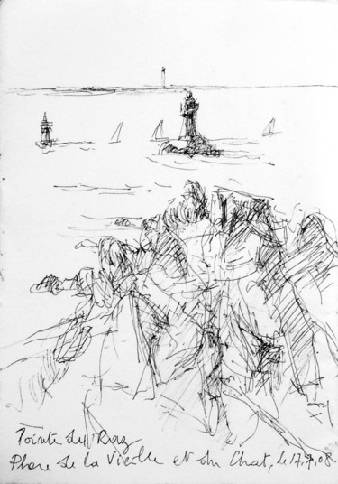 Dessin intitulée "La Pointe du Raz" par Philippe Juttens, Œuvre d'art originale, Encre