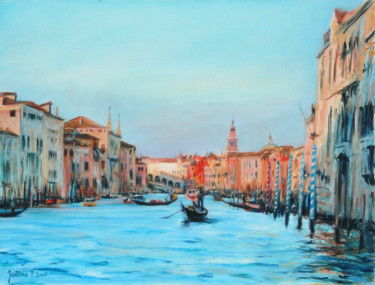 Painting titled "Le grand canal à Ve…" by Philippe Juttens, Original Artwork, Oil