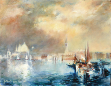 Painting titled "Venise, la Salute e…" by Philippe Juttens, Original Artwork, Oil