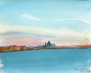 Drawing titled "Venise, L'Église du…" by Philippe Juttens, Original Artwork, Watercolor