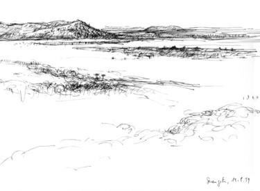Drawing titled "Vue du Serengeti, T…" by Philippe Juttens, Original Artwork, Ink