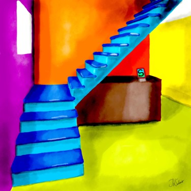 Arts numériques intitulée "Escada Azul" par J.W. Sidonio, Œuvre d'art originale, Peinture numérique