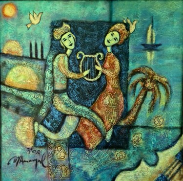 Painting titled "La mélodie du délice" by Jean Yves Amouyal, Original Artwork, Acrylic Mounted on Wood Stretcher frame
