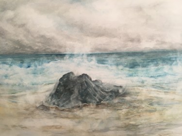 Painting titled "Aqua" by Julie Bateman, Original Artwork, Watercolor