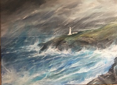 Schilderij getiteld "Trevose Head , Ligh…" door Julie Bateman, Origineel Kunstwerk, Acryl