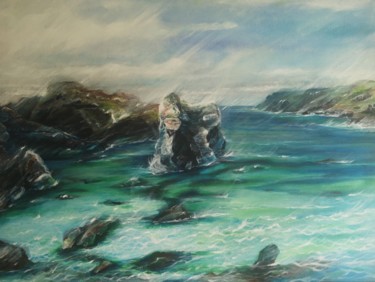 Картина под названием "Kynance Cove, Cornw…" - Julie Bateman, Подлинное произведение искусства, Акрил