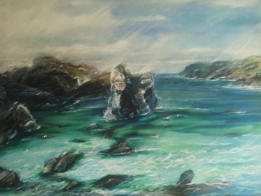 Painting titled "Kynance Cove, Cornw…" by Julie Bateman, Original Artwork, Acrylic