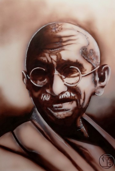 Peinture intitulée "Gandhi" par Jyb Le Peintre, Œuvre d'art originale, Acrylique
