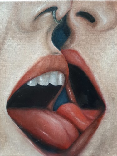 Peinture intitulée "The Kiss" par Julia Bologova, Œuvre d'art originale, Huile Monté sur Châssis en bois