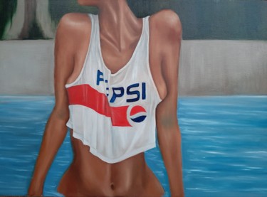 Peinture intitulée "Pepsi" par Julia Bologova, Œuvre d'art originale, Huile Monté sur Châssis en bois