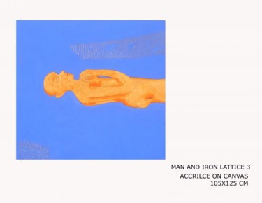 Painting titled "MAN AND IRON LATTIC…" by Jena Jyoti Ranjan, Original Artwork