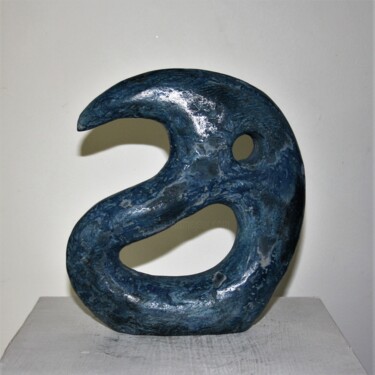 Skulptur mit dem Titel "La vie en Bleu" von Jean-Yves Petit (JYP), Original-Kunstwerk, Zement