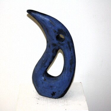 Скульптура под названием "Virgule Bleue" - Jean-Yves Petit (JYP), Подлинное произведение искусства, цемент