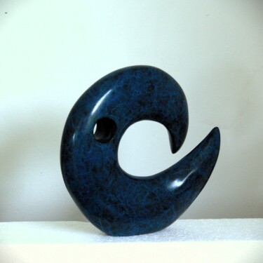 Sculpture titled "Lune Bleue" by Jean-Yves Petit (JYP), Original Artwork, Bronze