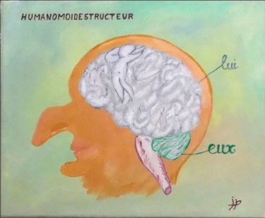Painting titled "Humanomoidestructeur" by Jean-François Albert, Original Artwork, Oil