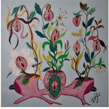 Painting titled "Orchid Garden Flore…" by Jean-François Albert, Original Artwork, Oil