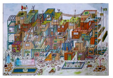 Zeichnungen mit dem Titel "Utopia domaine de s…" von Jean-François Albert, Original-Kunstwerk, Tinte