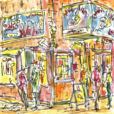 Painting titled "Cafe Wha? - New Yor…" by K-Art, Original Artwork, Watercolor