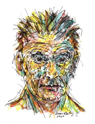 Pittura intitolato "Samuel Beckett" da K-Art, Opera d'arte originale, Acquarello