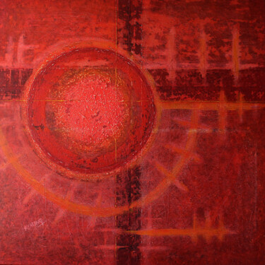 Painting titled ""Untitled 3" (Red A…" by K-Art, Original Artwork, Acrylic Mounted on Wood Stretcher frame