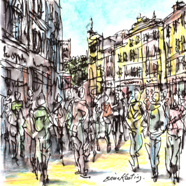 Painting titled "Afternoon In Dublin…" by K-Art, Original Artwork, Watercolor