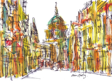 "Fleet Street  (Colo…" başlıklı Tablo K-Art tarafından, Orijinal sanat, Suluboya