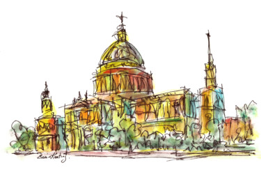 Painting titled "St. Paul's Cathedra…" by K-Art, Original Artwork, Watercolor