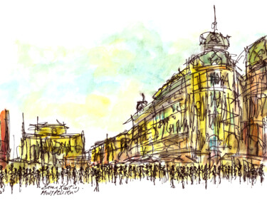Drawing titled "Montpellier City -…" by K-Art, Original Artwork, Ink