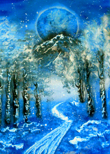 Картина под названием "Свежий воздух в бер…" - Сергей Брусенков, Подлинное произведение искусства, Рисунок распылителем крас…