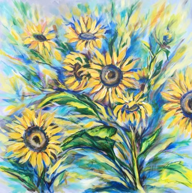 Painting titled "Sunflowers I" by Khrystyna Kozyuk, Original Artwork