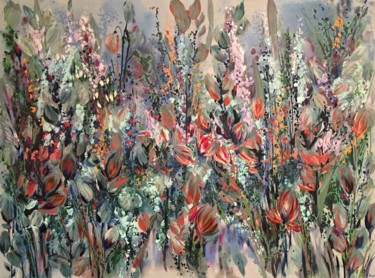 Malerei mit dem Titel "Wild Blooms" von Khrystyna Kozyuk, Original-Kunstwerk