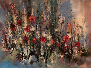 Painting titled "Wild Garden I" by Khrystyna Kozyuk, Original Artwork, Acrylic
