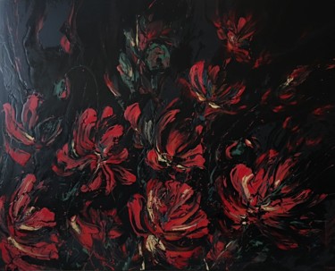 Painting titled "Red Poppies" by Khrystyna Kozyuk, Original Artwork, Acrylic