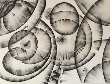 Dessin intitulée "Black and White Abs…" par Khrystyna Kozyuk, Œuvre d'art originale, Encre