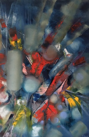 Pintura intitulada "Digital Flowers" por Khrystyna Kozyuk, Obras de arte originais, Óleo