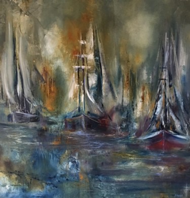 Painting titled "Toll Ships" by Khrystyna Kozyuk, Original Artwork, Oil