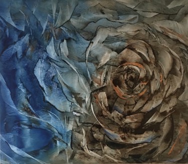 Pittura intitolato "Blue Rose" da Khrystyna Kozyuk, Opera d'arte originale, Olio