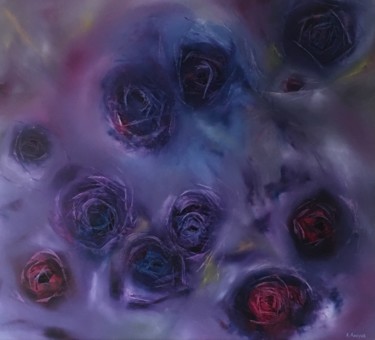 Peinture intitulée "Purple Love" par Khrystyna Kozyuk, Œuvre d'art originale, Huile