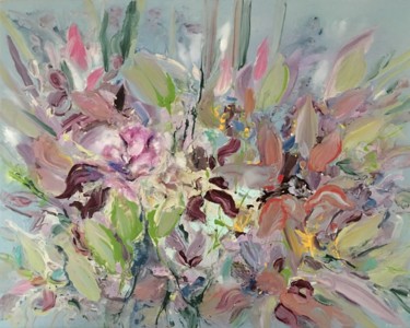 Painting titled "Water Orchids" by Khrystyna Kozyuk, Original Artwork, Acrylic