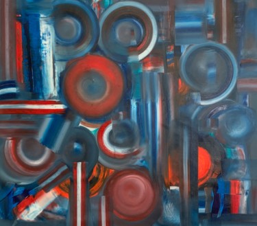 Pintura titulada "Merge of red and bl…" por Khrystyna Kozyuk, Obra de arte original, Oleo