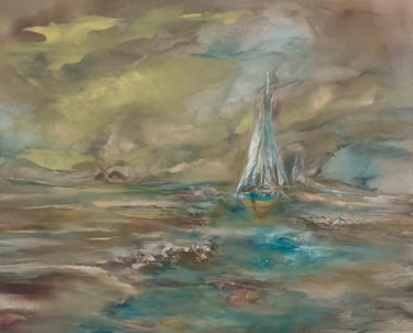 Painting titled "Lost in the clouds" by Khrystyna Kozyuk, Original Artwork, Oil