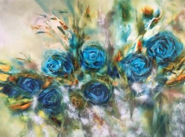 Pittura intitolato "Blue Rose l" da Khrystyna Kozyuk, Opera d'arte originale, Olio