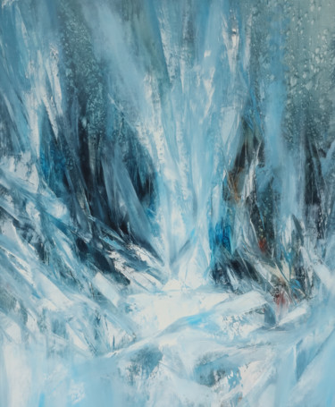 Pittura intitolato "Ice River" da Khrystyna Kozyuk, Opera d'arte originale, Olio