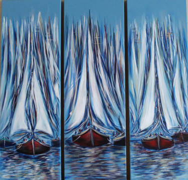 Painting titled "Boat Fantasy LG tri…" by Khrystyna Kozyuk, Original Artwork, Acrylic