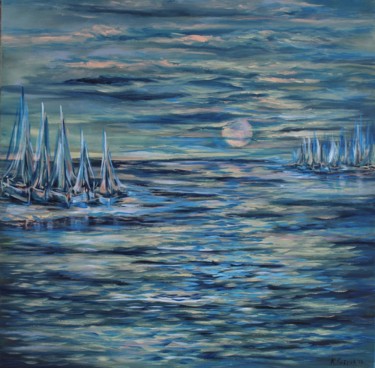Malerei mit dem Titel "Moonlight" von Khrystyna Kozyuk, Original-Kunstwerk, Acryl