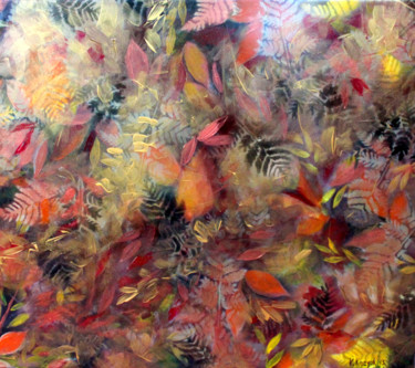 Painting titled "Golden Fall Leaves" by Khrystyna Kozyuk, Original Artwork, Acrylic